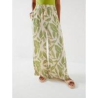 Jdy Tie Waist Printed Trousers - Green