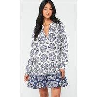 Jdy Printed Mini Dress - White/Blue