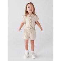 River Island Mini Mini Girls Linen Tie Front Set - Beige