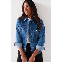 V By Very Girlfriend Denim Jacket - Mid Wash