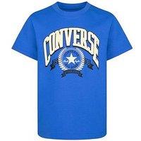 Converse Junior Boys Retro Club Short Sleeve T-Shirt - Blue