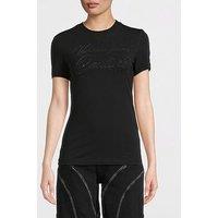 Versace Jeans Couture Crystal Logo Script T-Shirt - Black