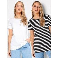 Long Tall Sally Tall 2 Pack Short Sleeve Scoop Neck Tee - White Black Stripe