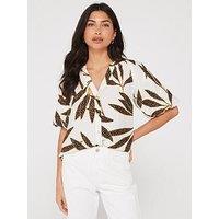 V By Very Notch Neck Printed Blouse - White