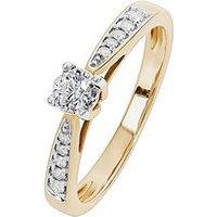 Love Diamond 9Ct Yellow Gold 0.19Ct Natural Diamond Engagement Ring