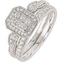 Love Diamond 9Ct White Gold 0.50Ct Natural Diamond Bridal Ring Set