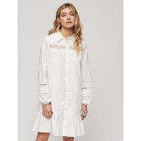 Superdry Lace Mix Shirt Dress - White