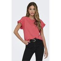 Only Frill Sleeve T-Shirt - Pink