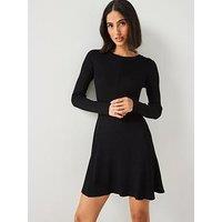 V By Very Fit & Flare Seam Mini Dress - Black