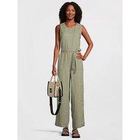 Only Belted Linen Jumpsuit - Green