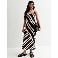 New Look Patterned Bias Cut Midi Slip Dress- Black