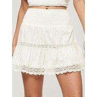 Superdry Ibiza Lace Mix Mini Skirt - White