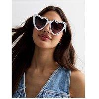 New Look White Heart Frame Hen Party Sunglasses
