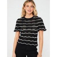 Only Knitted Stripe Top - Black