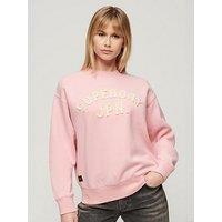Superdry Applique Athletic Loose Sweat - Pink