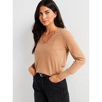 Everyday V Neck Knitted Jumper - Neutral