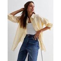 New Look Yellow Stripe Poplin Long Sleeve Shirt