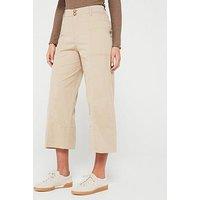 Only High Waisted Culotte Crop Trouser - Beige