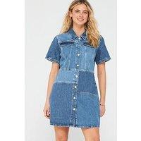 Only Patched Denim Dress - Blue