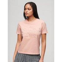 Superdry Embossed Relaxed T-Shirt - Pink