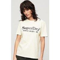 Superdry Metallic Venue Relaxed T-Shirt - Cream
