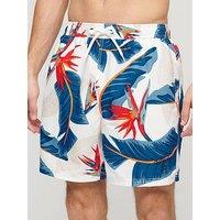 Superdry Hawaiian Print 17" Swim Shorts - White