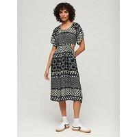 Superdry Printed Cut Out Midi Dress - Multi