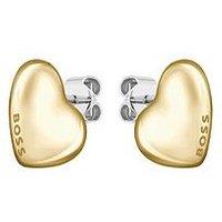 Boss Ladies Honey Light Yellow Gold Heart Earrings
