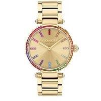 Coach Ladies Cary Gold Ip Rainbow Crystal Watch