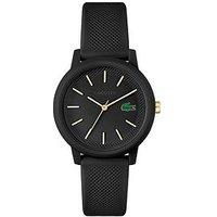 Lacoste Women'S 36Mm 12.12 Black Dial Watch On A Black Silicone Strap