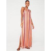 Something New Halter Stripe Maxi Dress - Orange