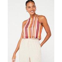 Something New Halter Stripe Top - Orange