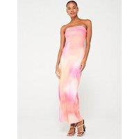 Something New Tie Dye Maxi Strapless Dress - Pink