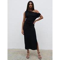 Pretty Lavish Janece One Shoulder Asymmetric Midaxi Dress - Black