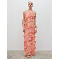 Pretty Lavish Katy Printed Ruffle Maxi Dress - Pink