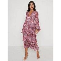 Pretty Lavish Ashton Ruffle Midi Dress - Coral