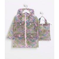 River Island Mini Mini Girls Floral Rain Coat And Bag Set - Pink