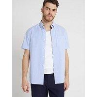 River Island Short Sleeve Laundered Oxford Shirt - Blue