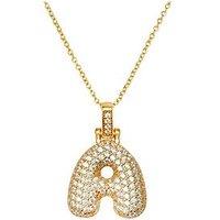 The Love Collection 18Ct Gold Plated Sterling Silver Letter Bubble Pendant On Curb Chain