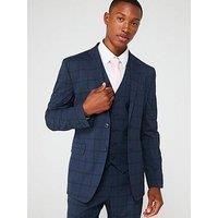 Very Man Slim Fit Check Suit Jacket - Navy