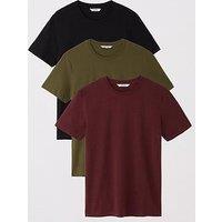 Everyday 3 Pack Crew Neck T-Shirt - Khaki/Burgundy/Black