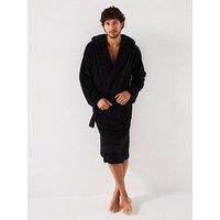 Very Man Supersoft Hooded Dressing Gown - Black