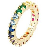 The Love Collection 18Ct Gold Plated Sterling Silver Rainbow Cz Eternity Ring