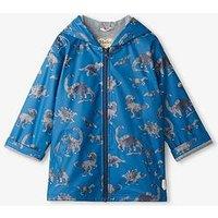 Hatley Boys Broken Dino Stamp Zip Up Rain Jacket - Classic Blue