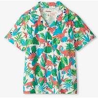 Hatley Boys Jungle Dino Jersey Button Down Short Sleeve Shirt - Print