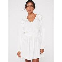 Vila Broderie Mini Dress - Off White