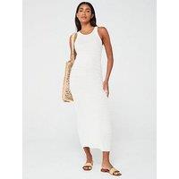 Vila Egret Knitted Midi Dress - White