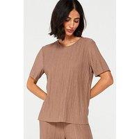 Vila Plisse T-Shirt - Brown