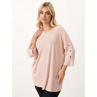 Yours Curve Soft Touch Rib Snap Button Sleeve Jumper