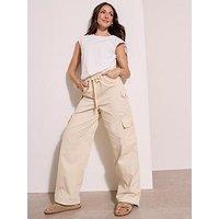 Michelle Keegan Cotton Cargo Trousers - Cream